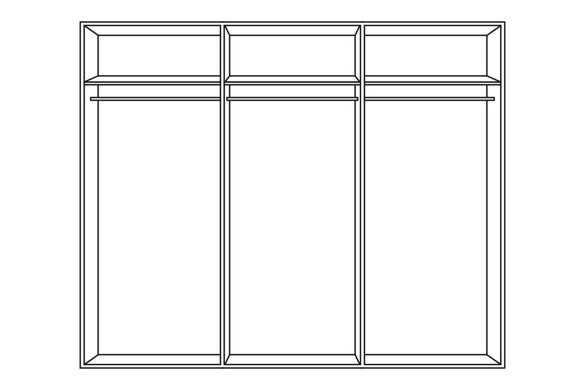 KLEIDERSCHRANK 270/208/58 cm 6-türig Weiß, Eichefarben  - Eichefarben/Alufarben, Design, Glas/Holzwerkstoff (270/208/58cm) - Boxxx