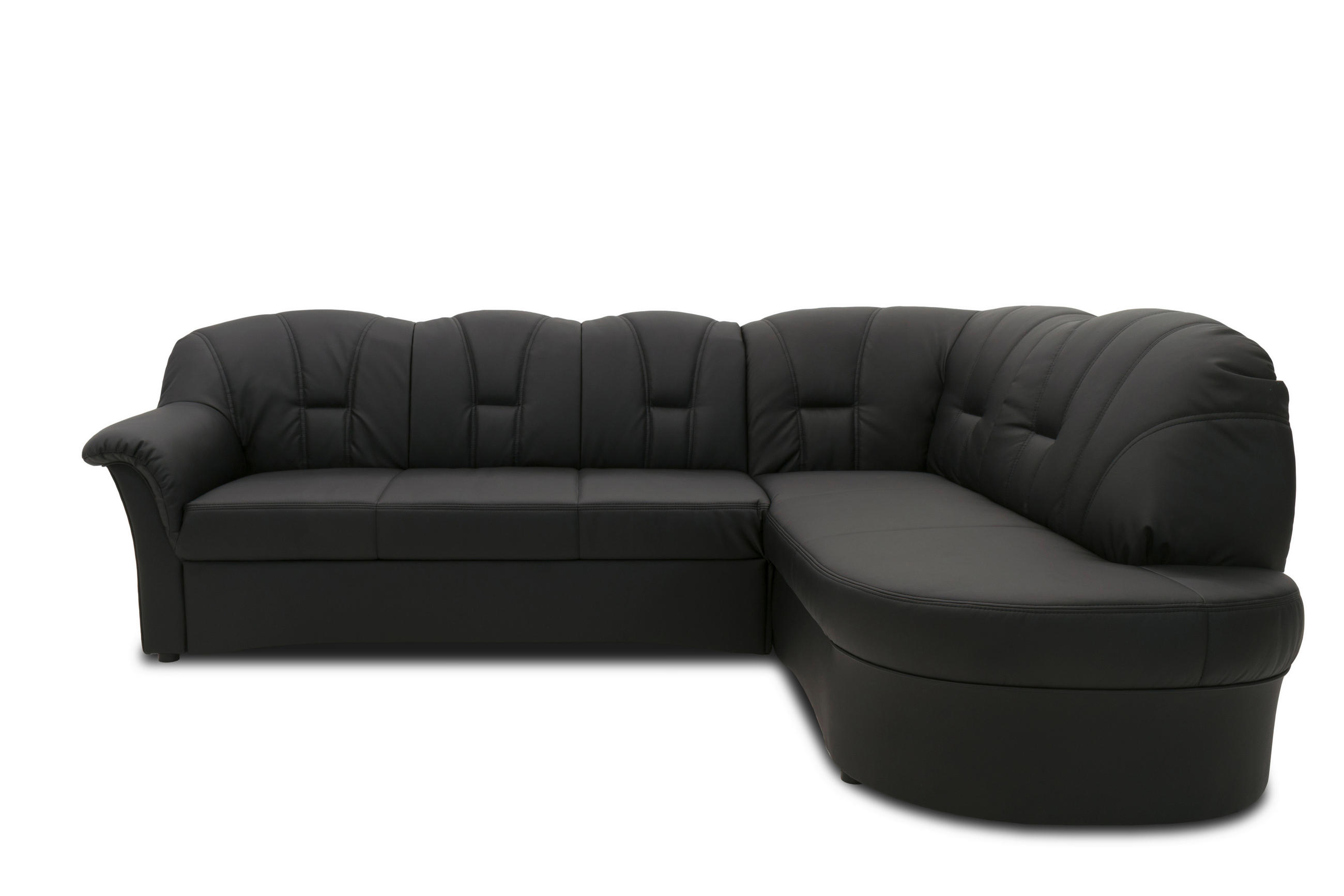 ECKSOFA Schwarz Lederlook  - Schwarz, KONVENTIONELL, Kunststoff/Textil (243/180cm) - MID.YOU