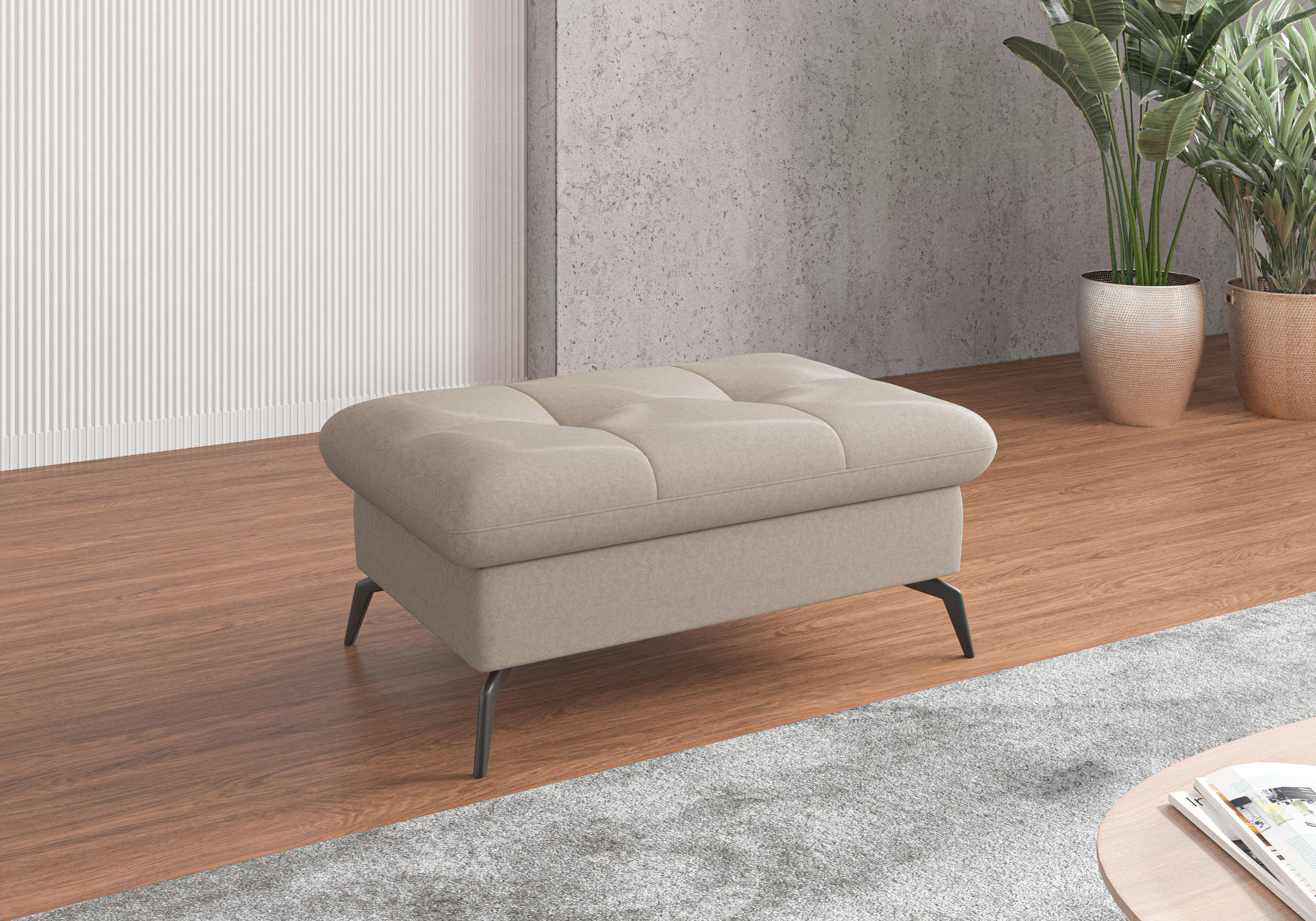 HOCKER Flachgewebe Taupe  - Taupe/Schwarz, KONVENTIONELL, Textil/Metall (102/47/69cm) - Sit & More
