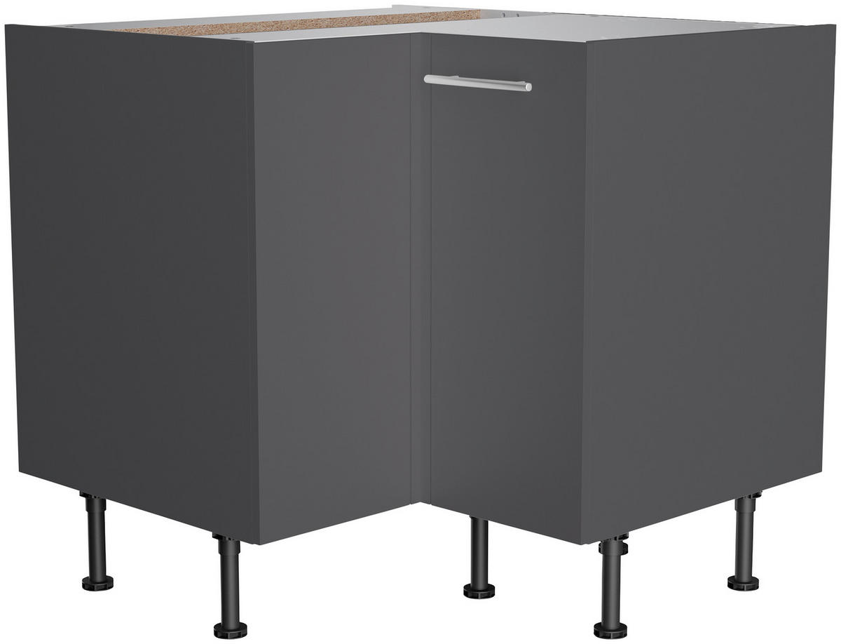 ECKKÜCHE 270/200 cm  in Anthrazit  - Edelstahlfarben/Eichefarben, Basics, Holzwerkstoff/Metall (270/200cm) - Optifit