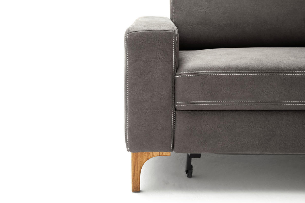 ECKSOFA in Mikrofaser Anthrazit  - Anthrazit/Beige, Design, Holz/Textil (185/276cm) - Pure Home Lifestyle