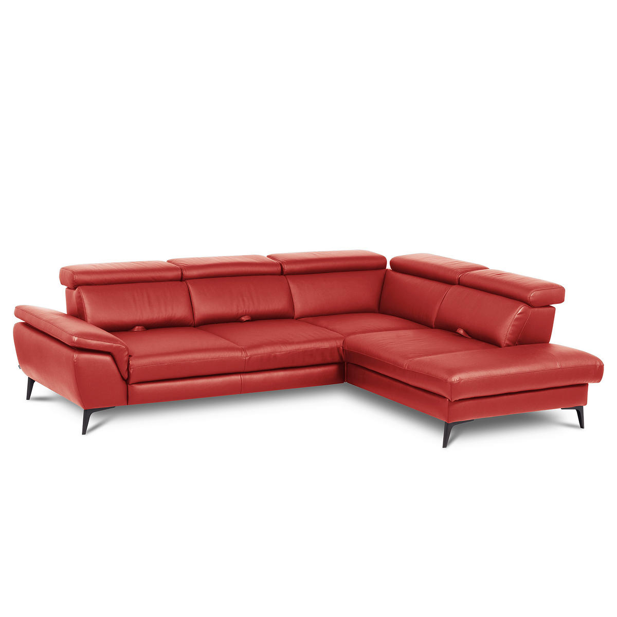 ECKSOFA  in Lederlook Echtleder Rot  274/220 cm  - Rot/Schwarz, Design, Leder/Textil (274/220cm) - Livetastic