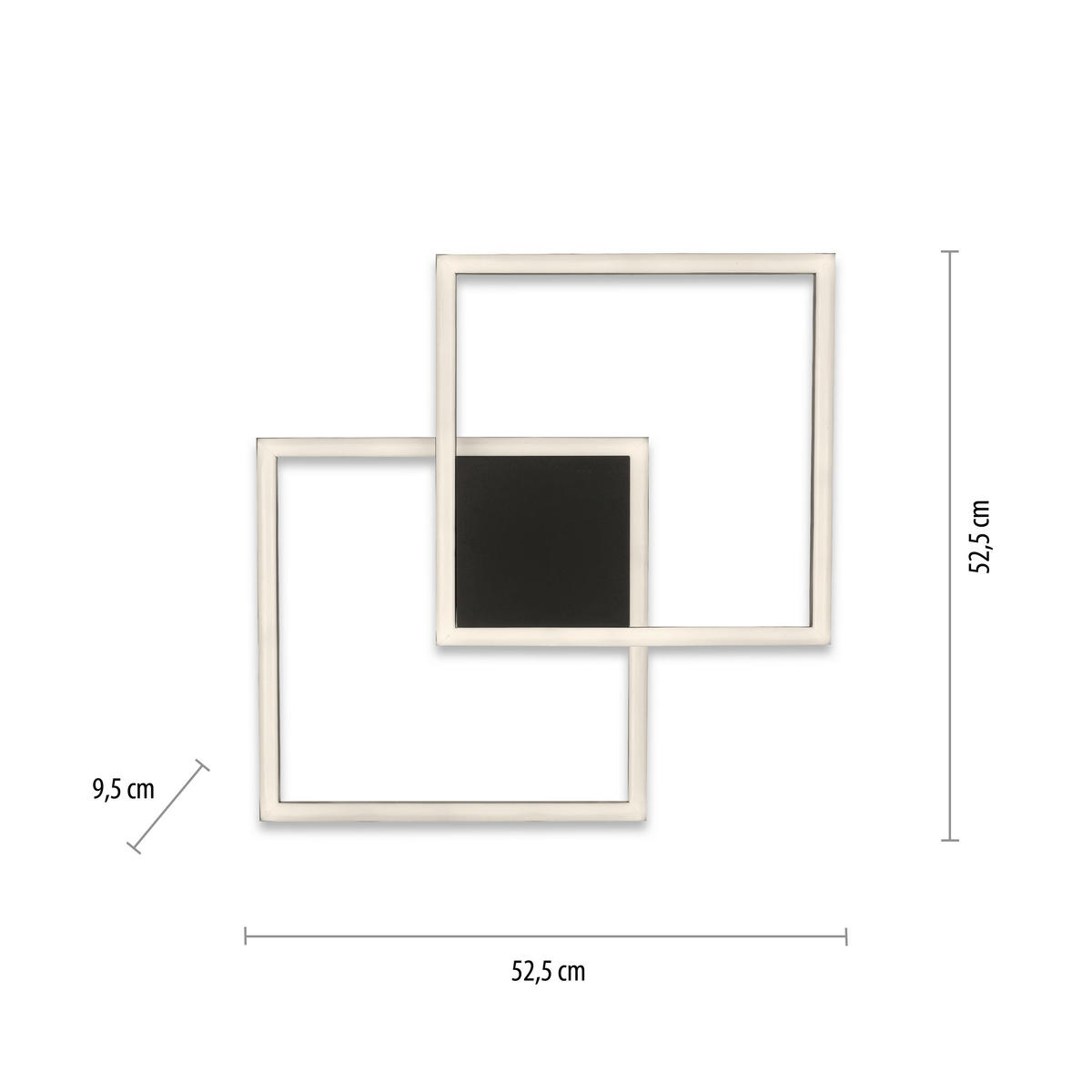 LED-DECKENLEUCHTE 52,5/52,5/9,5 cm    - Schwarz, Design, Kunststoff/Metall (52,5/52,5/9,5cm) - Paul Neuhaus