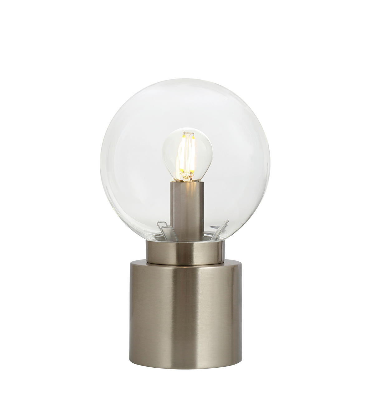 TISCHLEUCHTE - Opal/Nickelfarben, Design, Glas/Metall (15/24,5cm) - Globo