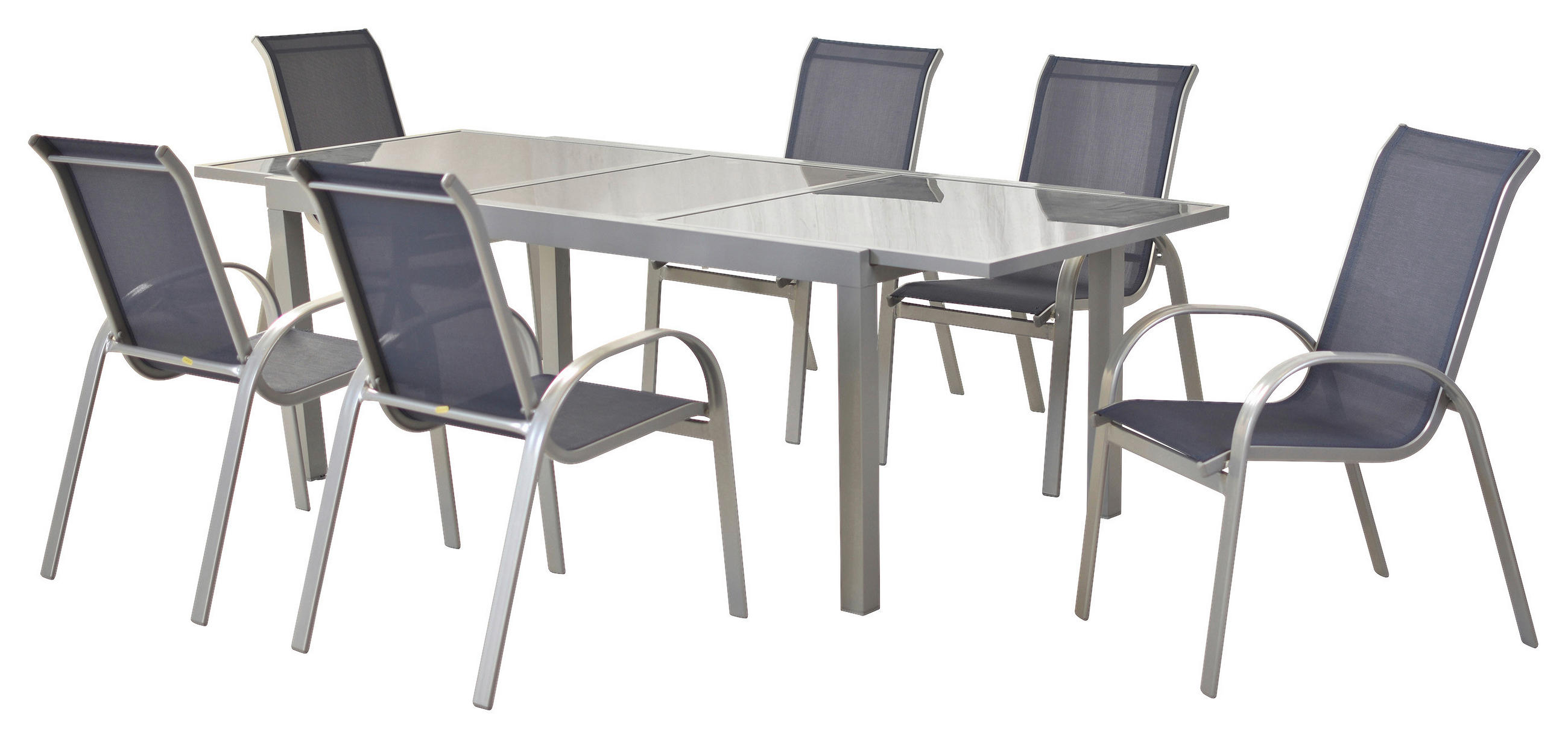 GARTENSET Aluminium  - Blau/Silberfarben, MODERN, Textil/Metall - Gardenson