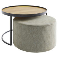COUCHTISCHSET in Holz, Textil 80/80/49 cm  - Eichefarben/Beige, Design, Holz/Textil (80/80/49cm) - Novel