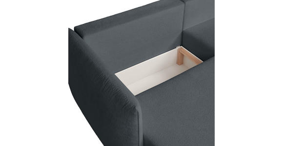 ECKSOFA Dunkelgrau Jersey Rückenkissen, Bettkasten, Schlaffunktion, Rücken echt, Liegefläche im Originalstoff  - Dunkelgrau/Schwarz, KONVENTIONELL, Kunststoff/Textil (238/148cm) - Carryhome