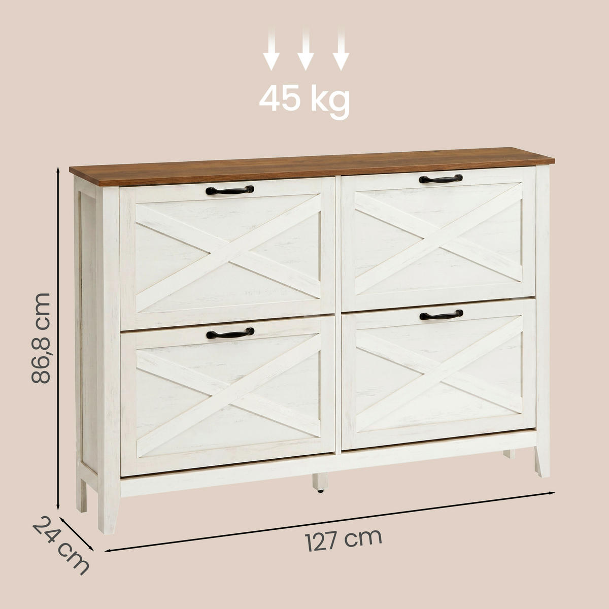 SCHUHKIPPER  in 127/86,8/24 cm  - Schwarz/Braun, Trend, Holzwerkstoff/Metall (127/86,8/24cm) - Boxxx