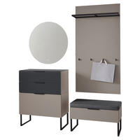 GARDEROBE 5-teilig  in 180/202/40 cm  - Dunkelgrau/Grau, Design, Glas/Holzwerkstoff (180/202/40cm) - Musterring