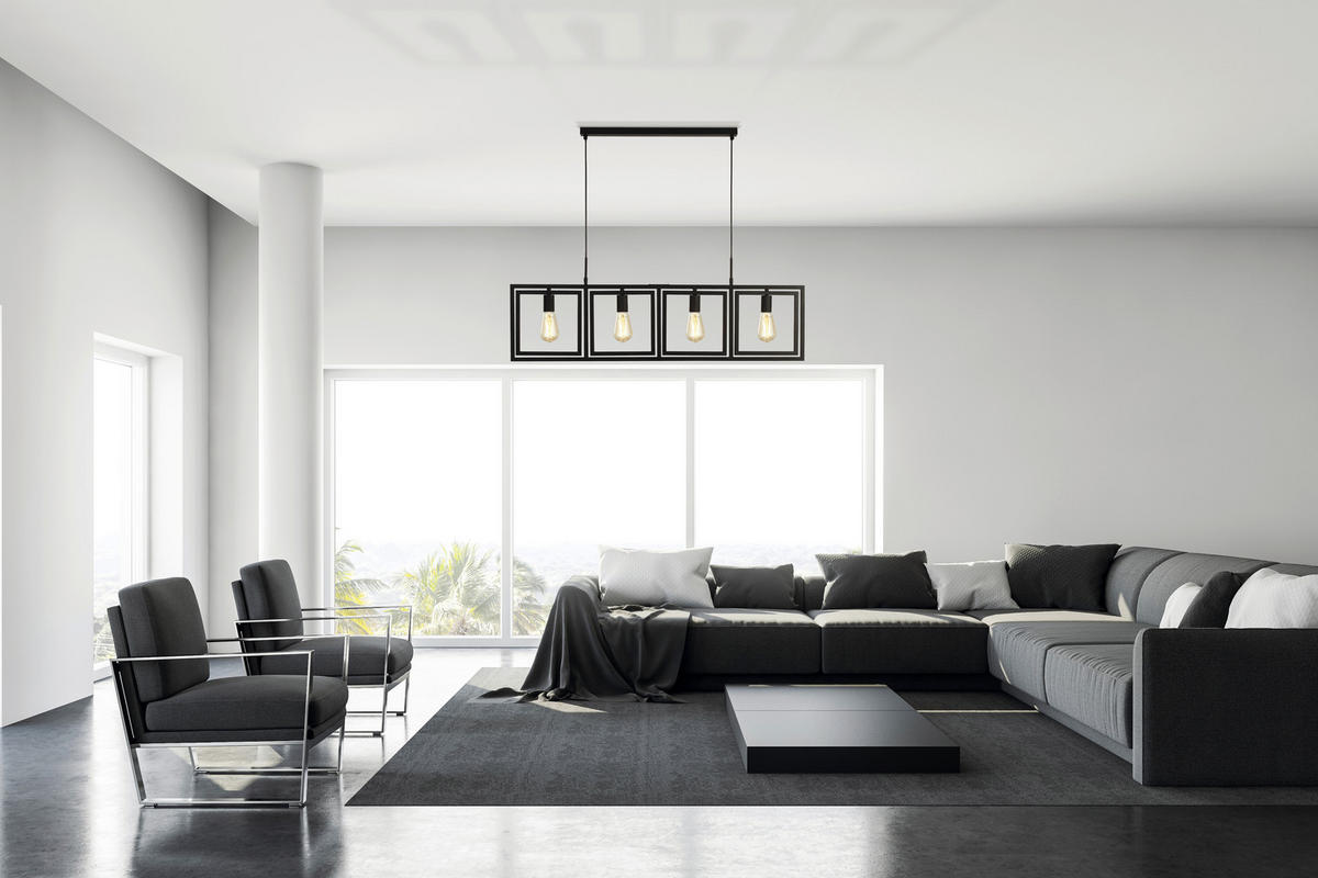 HÄNGELEUCHTE Plaza 113,5/25/150 cm   - Schwarz, LIFESTYLE, Metall (113,5/25/150cm) - Searchlight