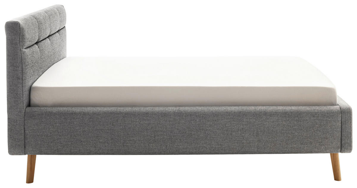 LIT REMBOURRÉ 140/200 cm  in Grau  - Eichefarben/Birkefarben, Konventionell, Holz/Textil (140/200cm) - Boxxx