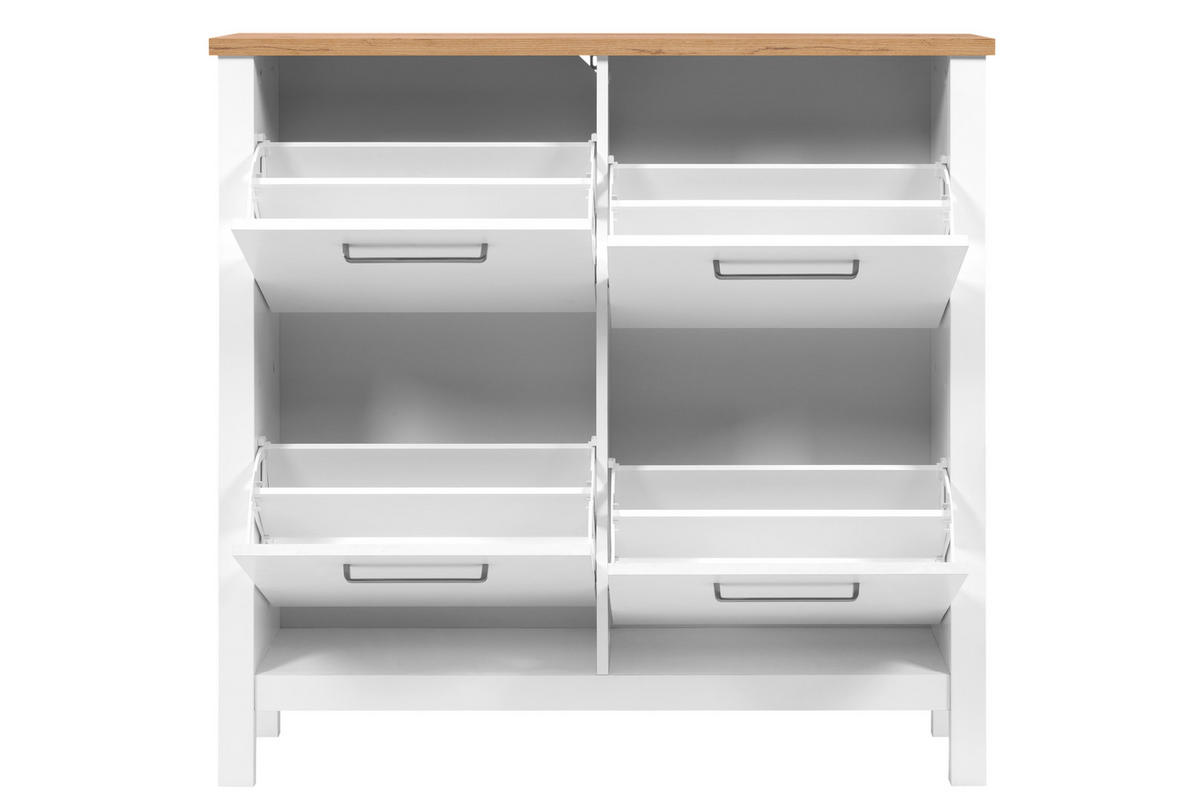 ORMARIĆ ZA OBUĆU  bijela  drvni materijal     - bijela/hrast Artisan, Romantično / ladanjski, drvni materijal (113/109/30cm)