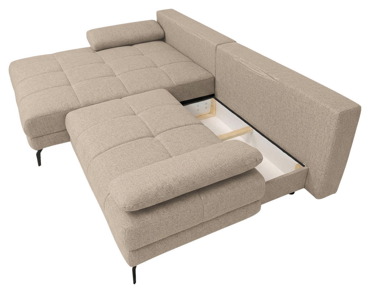 ECKSOFA Struktur Beige  - Beige/Schwarz, Modern, Textil/Metall (181/263cm) - Carryhome