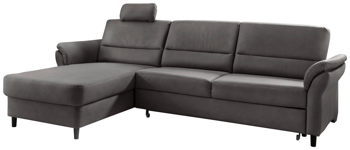 ECKSOFA in Lederlook Anthrazit  - Anthrazit/Schwarz, Modern, Holz/Textil (176/279cm) - Livetastic
