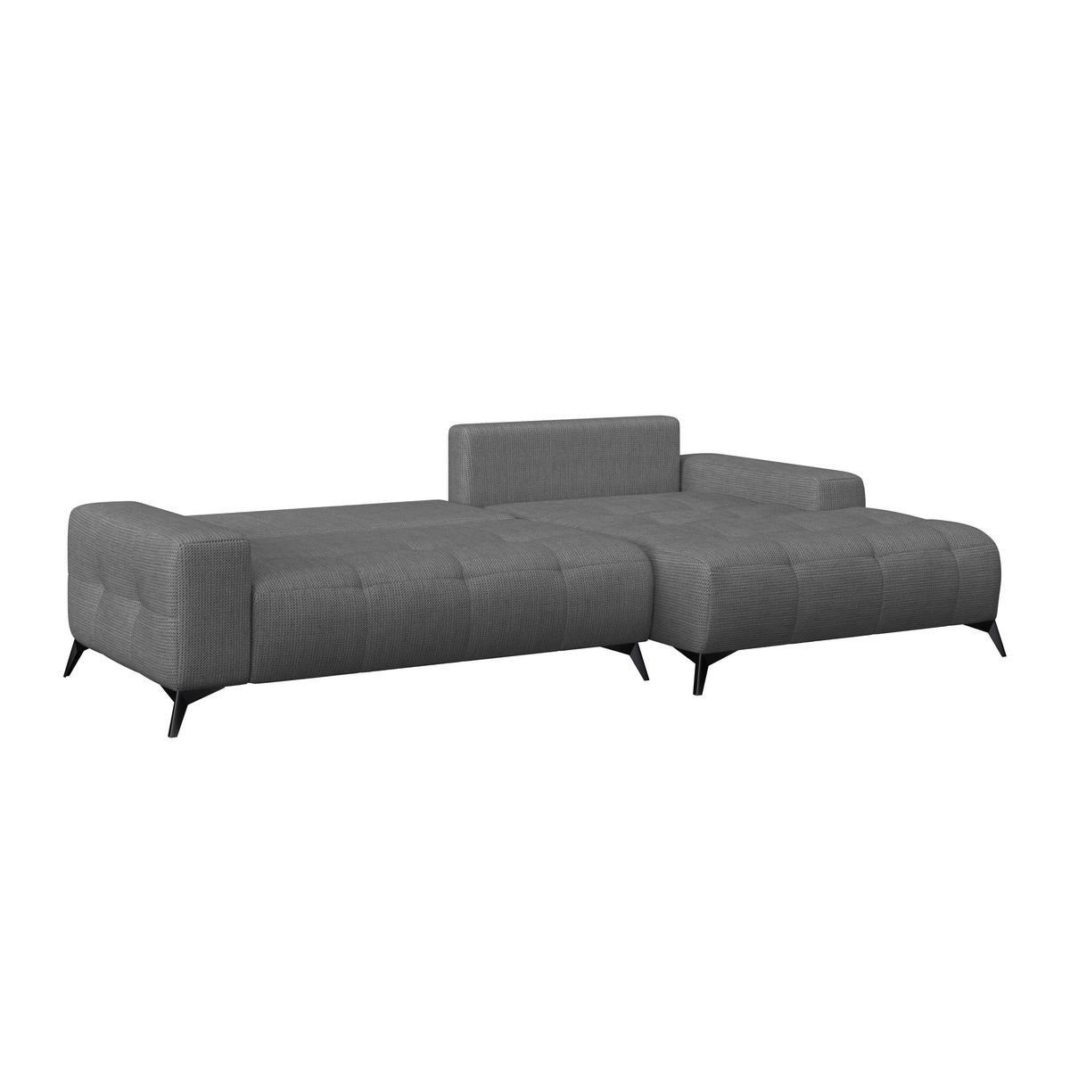 ECKSOFA MAURO Anthrazit Flachgewebe  - Anthrazit/Schwarz, Trend, Textil/Metall (290/175cm) - MID.YOU