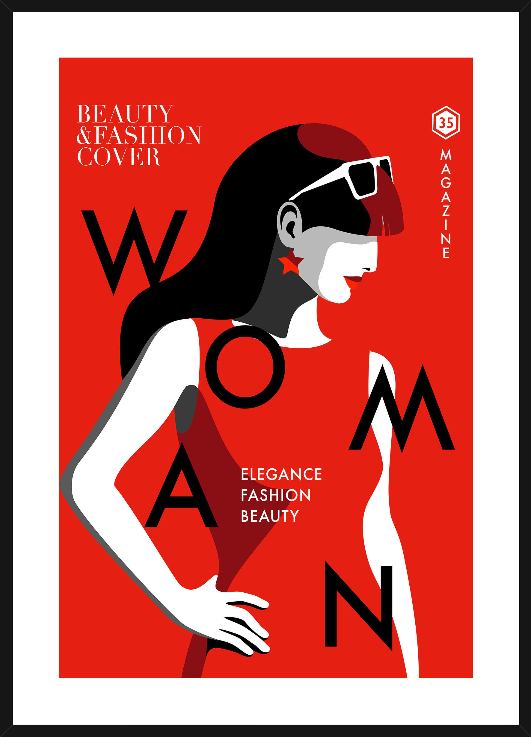 UMETNIŠKI POTISK  51,2/71,2 cm   - črna/večbarvno, Basics, leseni material (51,2/71,2cm) - Monee