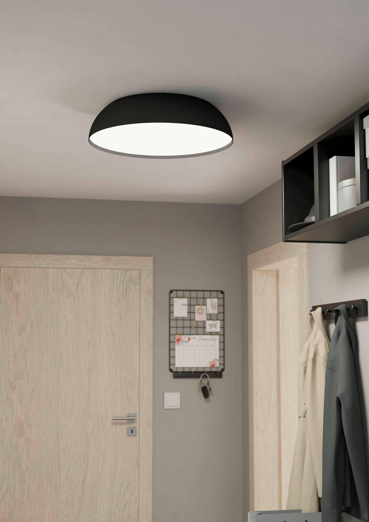 DECKENLEUCHTE Tollos-Z  Smart 55/13 cm   - Schwarz/Weiß, Design, Kunststoff/Metall (55/13cm) - Eglo