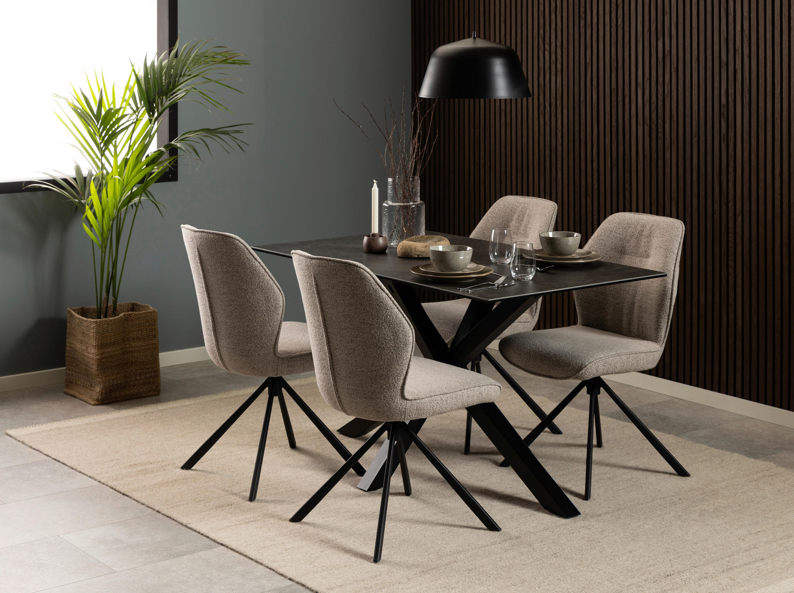 ESSTISCH in Keramik  - Schwarz, Trend, Keramik/Metall (135/76/80cm) - MID.YOU