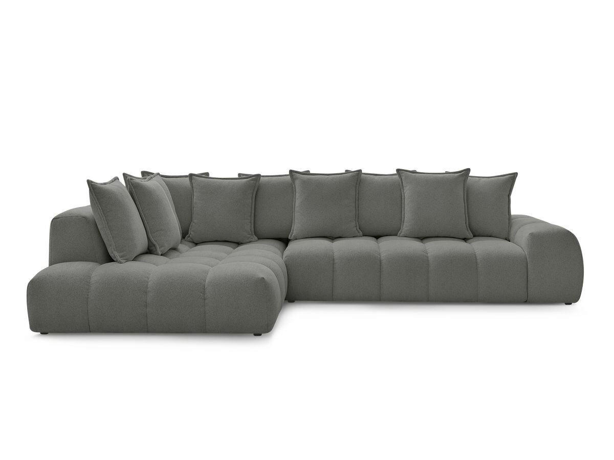 ECKSOFA Ottomane links  EVEREST Dunkelgrau Flachgewebe  - Dunkelgrau/Schwarz, MODERN, Kunststoff/Textil (210/352cm) - Livetastic