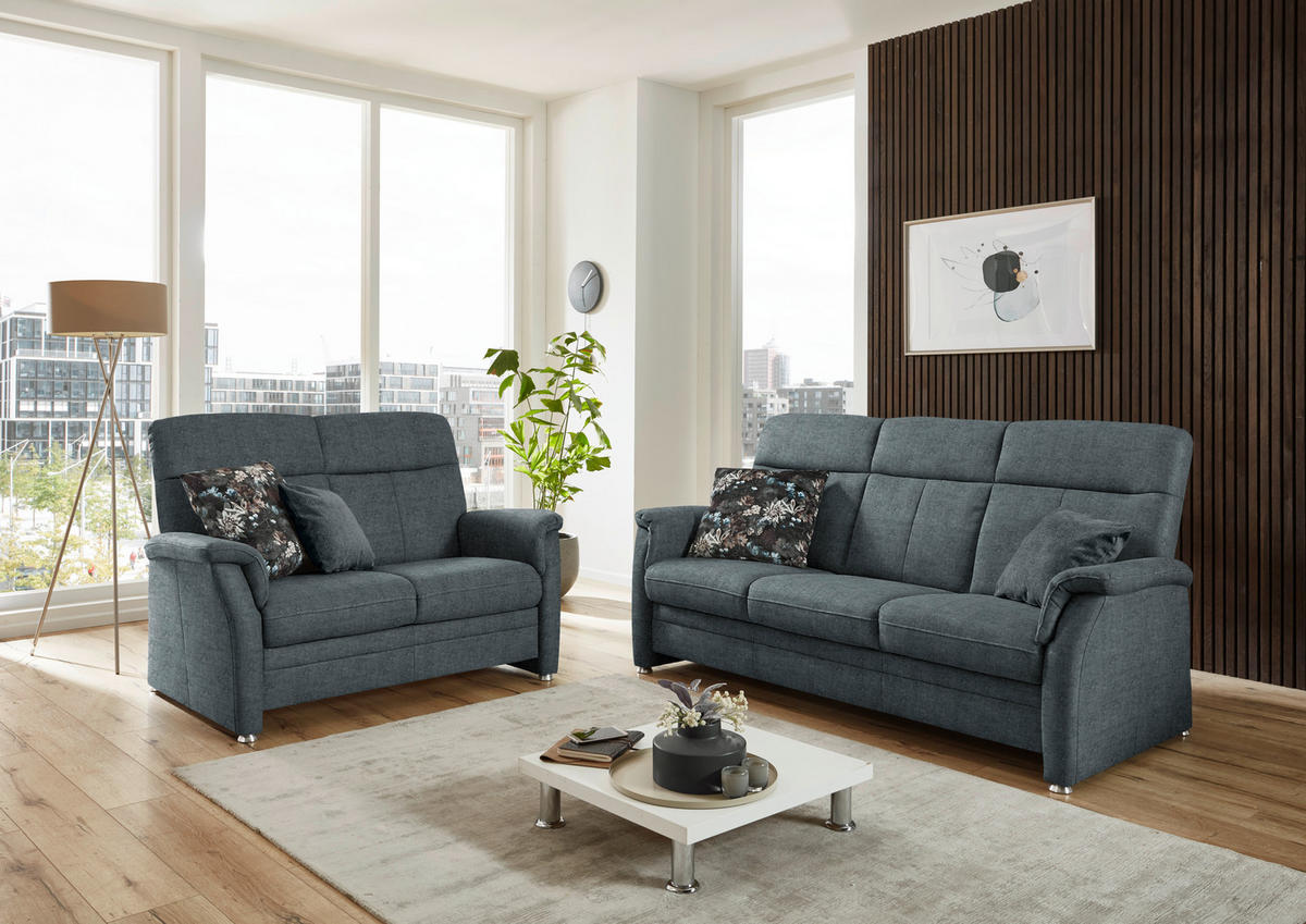 2-SITZER-SOFA Flachgewebe Grau  - Alufarben/Grau, Konventionell, Textil/Metall (142/100/89cm) - Beldomo Comfort