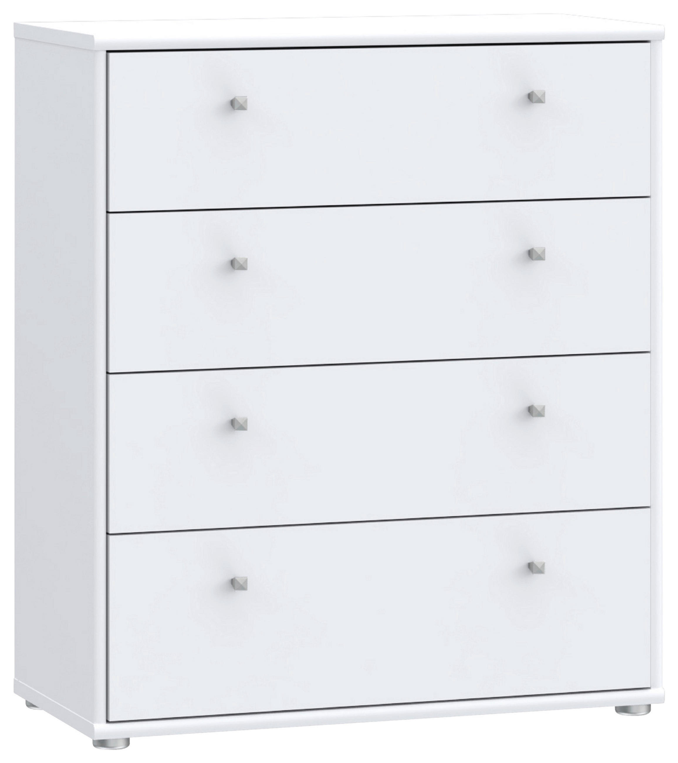 KOMMODE , 73,7/85,5/34,8 cm, 4 Schublade(n)  - Alufarben/Weiß, Design, Holzwerkstoff (73,7/85,5/34,8cm)