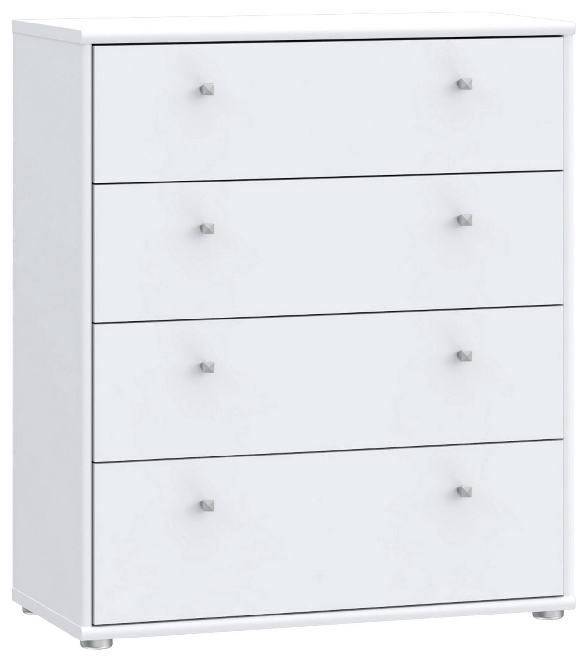 KOMMODE , 73,7/85,5/34,8 cm, 4 Schublade(n)  - Alufarben/Weiß, Design, Holzwerkstoff (73,7/85,5/34,8cm)
