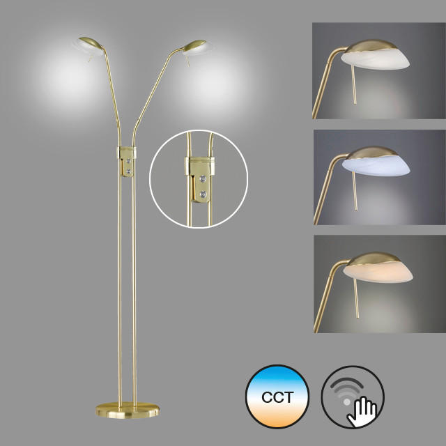 LED-STEHLEUCHTE    - Messingfarben, Design, Glas/Metall (160cm) - Fischer & Honsel