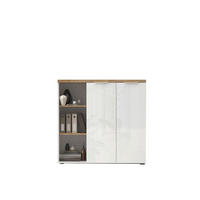 KLÄDSKÅP i ekfärgad, vit högglans  - vit högglans/ekfärgad, Modern, metall/trämaterial (121/116/34cm) - Best Price