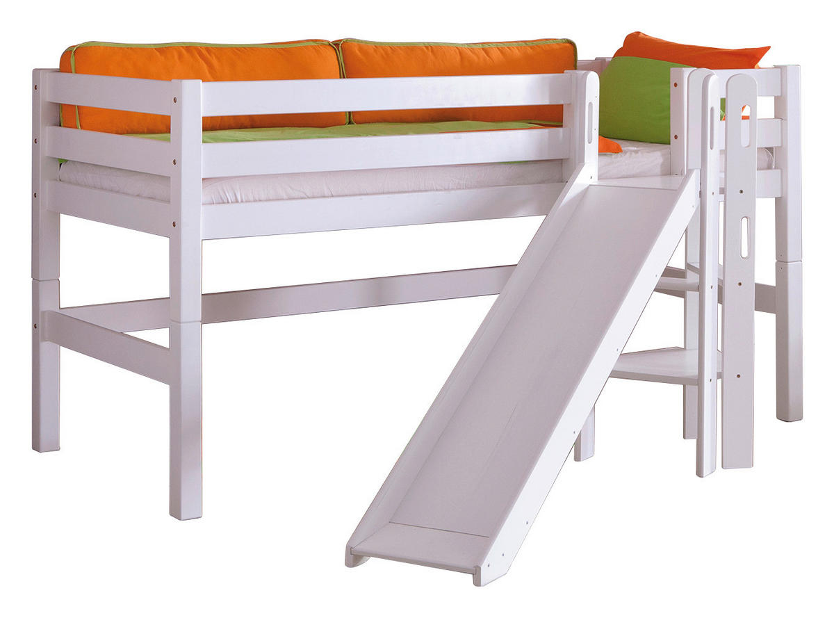 SPIELBETT Buche massiv 90/200 cm Weiß  - Weiß, Design, Holz (90/200cm) - MID.YOU