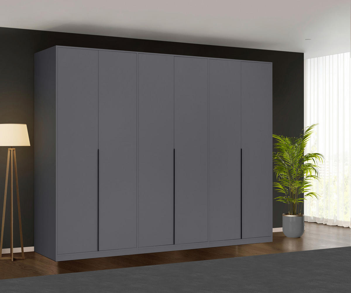 DREHTÜRENSCHRANK Graphitfarben  - Schwarz/Graphitfarben, Modern, Holzwerkstoff/Metall (276/211/53cm) - MID.YOU