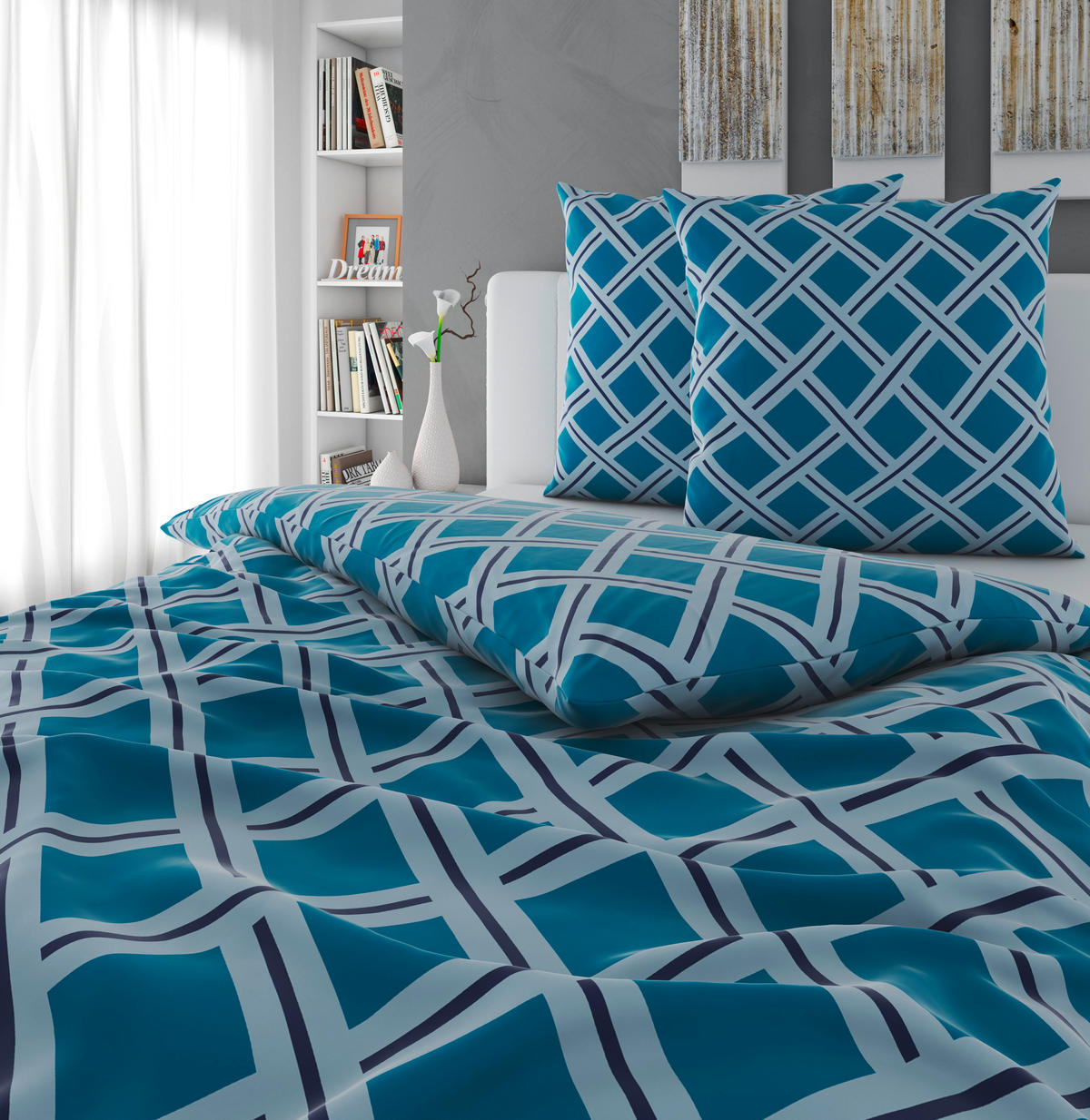 BETTWÄSCHE Satin 200/200 cm  - Türkis/Blau, Textil (200/200cm) - Novel