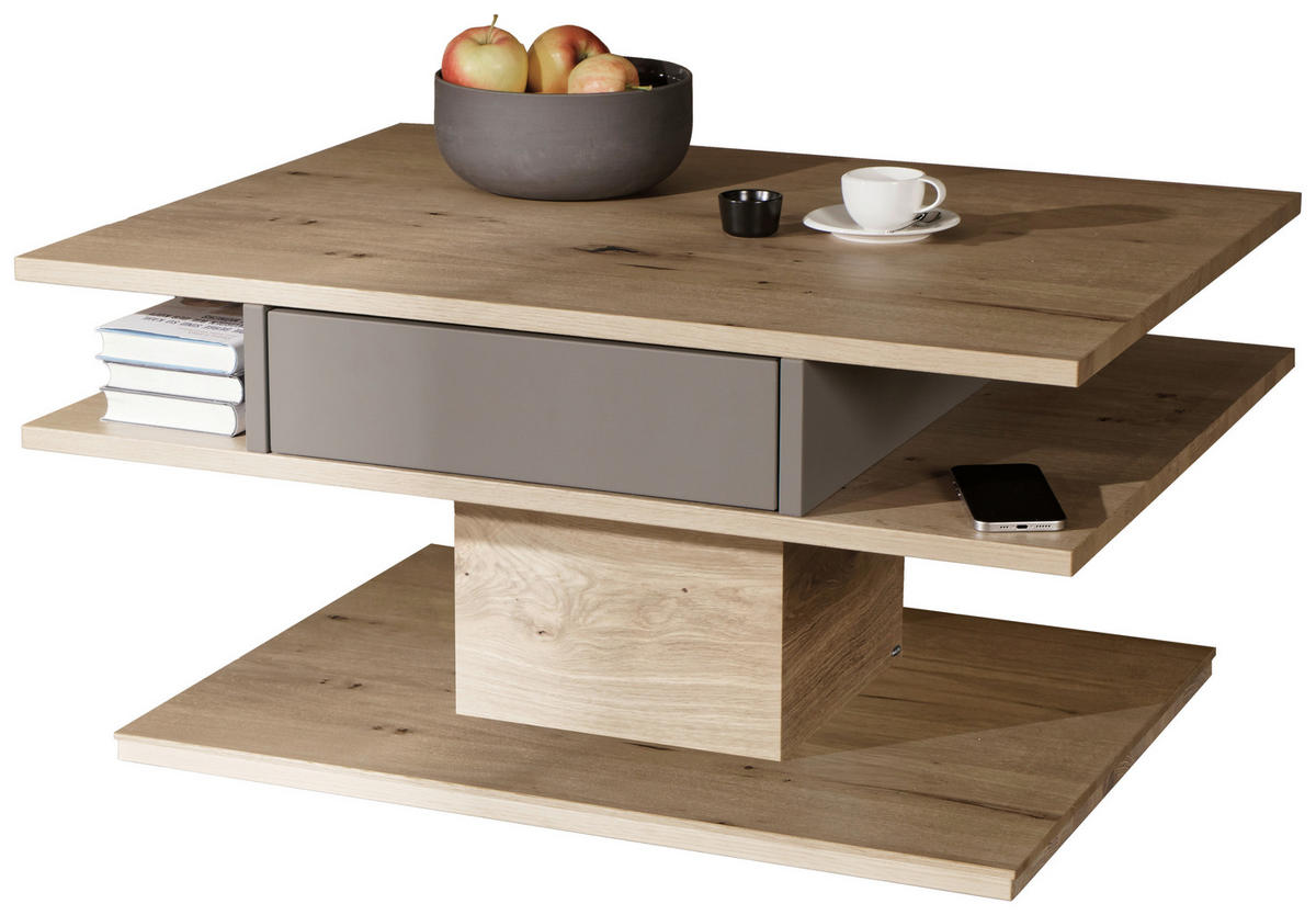 KLUBSKA MIZA,  - siva/divji hrast, Natur, les (90/70/48cm) - Voglauer