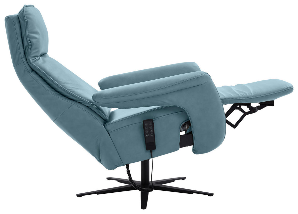 RELAXSESSEL in Leder Blau  - Blau/Schwarz, Design, Leder/Metall (83/123/87cm) - Valdera