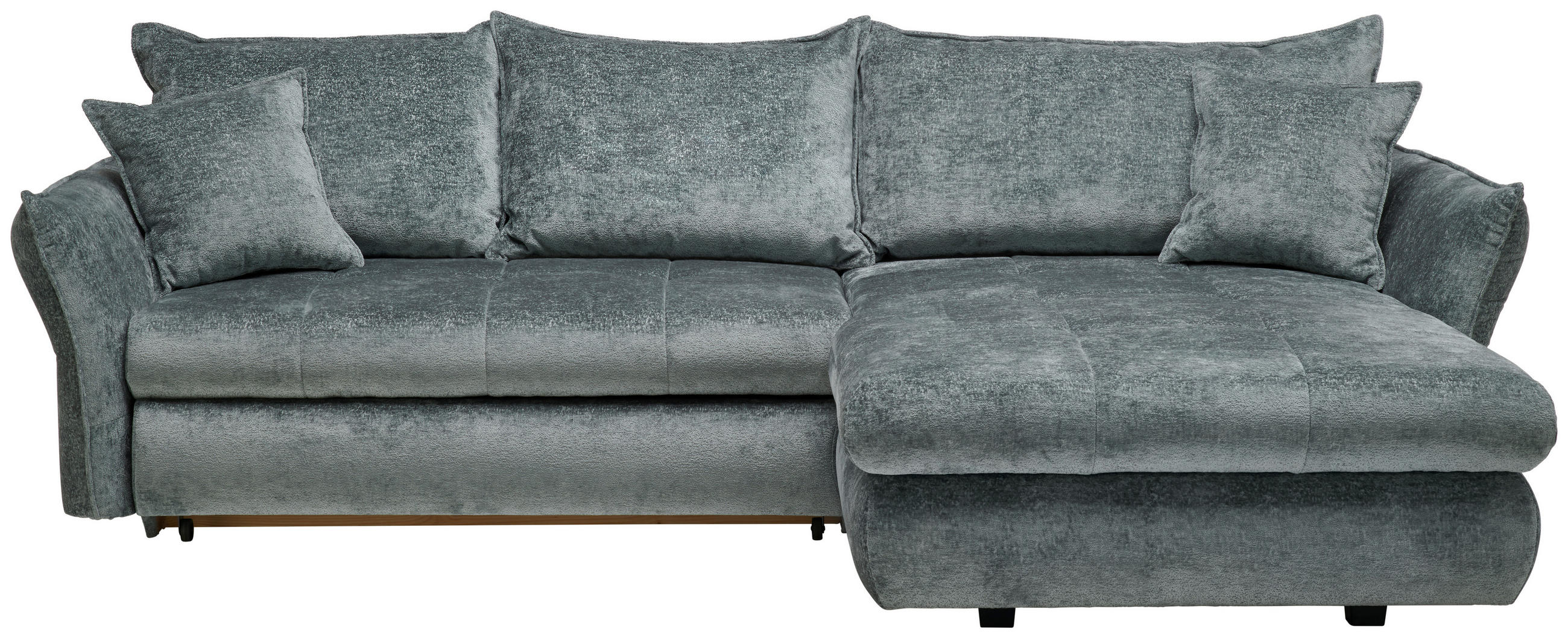 ECKSOFA in Chenille Salbeigrün  - Salbeigrün/Schwarz, KONVENTIONELL, Kunststoff/Textil (275/180cm) - Stylife