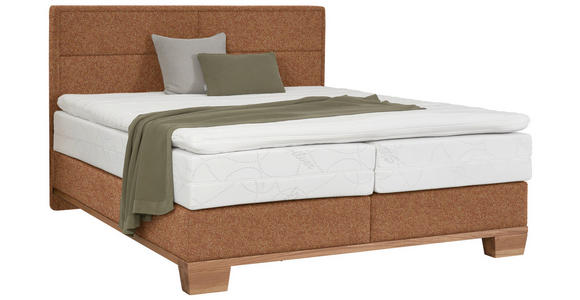 BOXSPRINGBETT 160/200 cm in Orange, Eichefarben - Eichefarben/Orange, Natur, Holz/Textil (160/200cm) - Valnatura