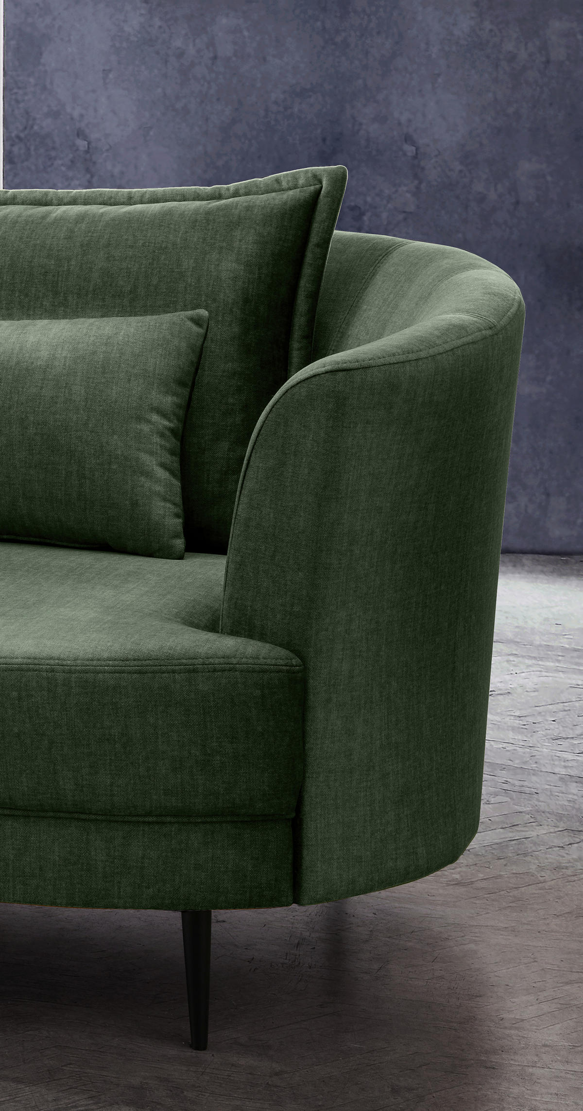 2-SITZER-SOFA Velours Dunkelgrün  - Dunkelgrün/Schwarz, MODERN, Textil/Metall (179/85/101cm) - Livetastic