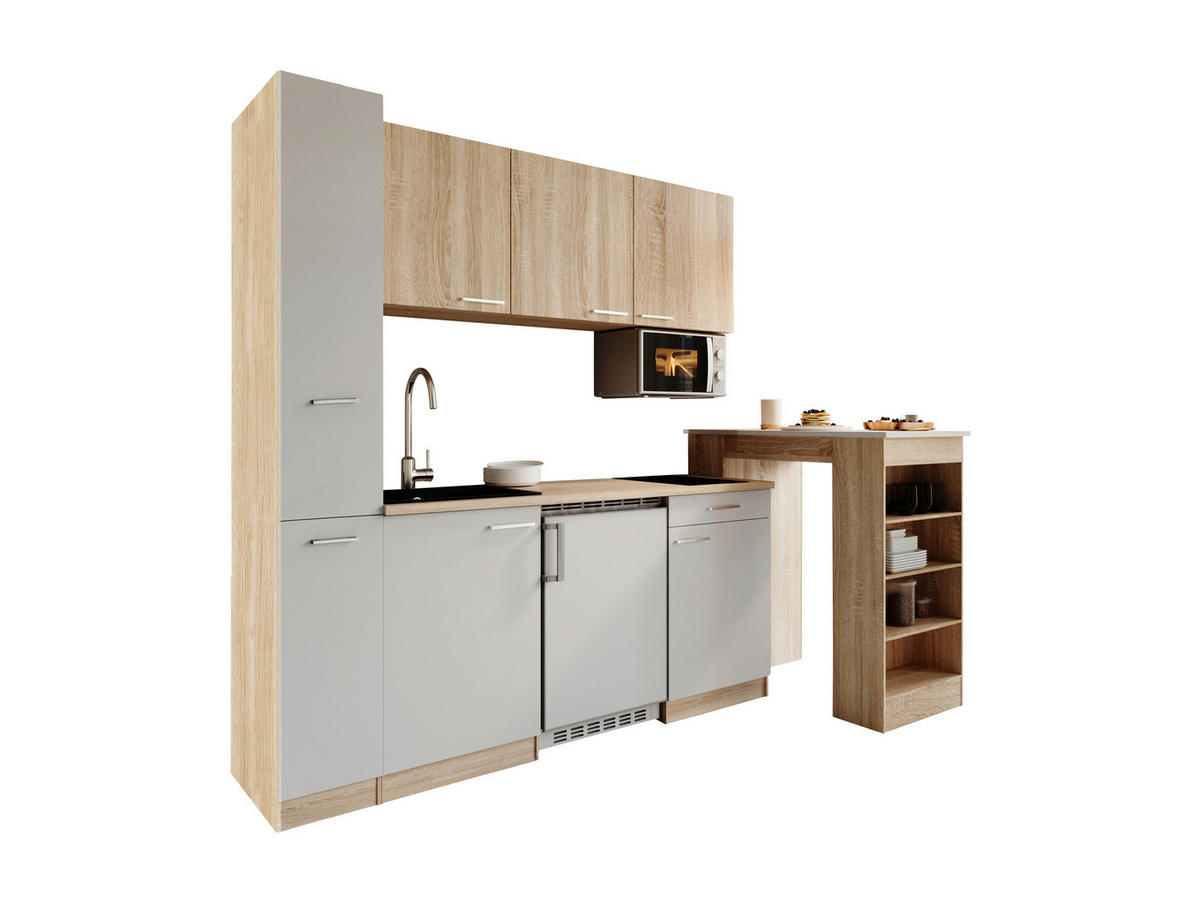 KUHINJSKI BLOK - barve hrasta/bela, Design, umetna masa/leseni material (180cm) - Respekta