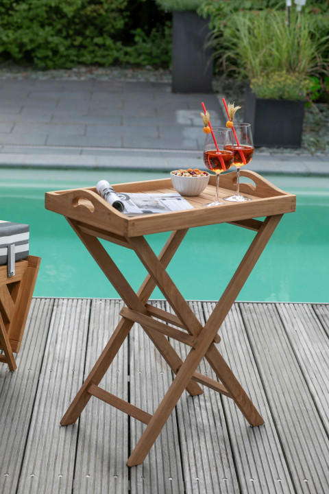 GARTENKLAPPTISCH Holz rechteckig  - Teakfarben, Basics, Holz (40/75/60cm) - Gardenson