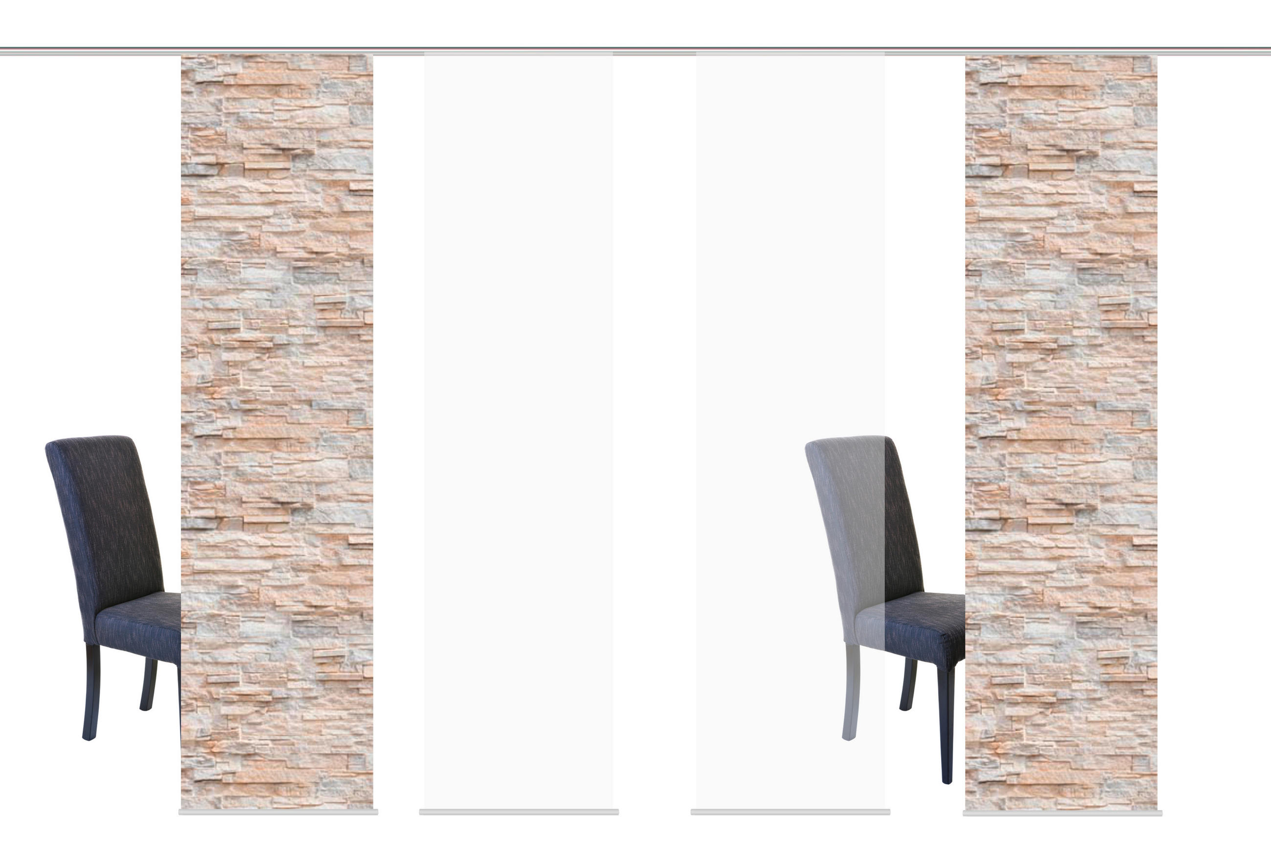 FLÄCHENVORHANG 4 Stück halbtransparent 60/245 cm - Naturfarben/Weiß, Design, Textil (60/245cm)