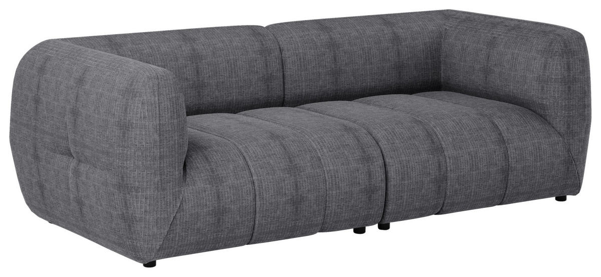 SOFA in Struktur Grau  - Schwarz/Grau, Design, Holz/Textil (240/80/95cm) - MID.YOU