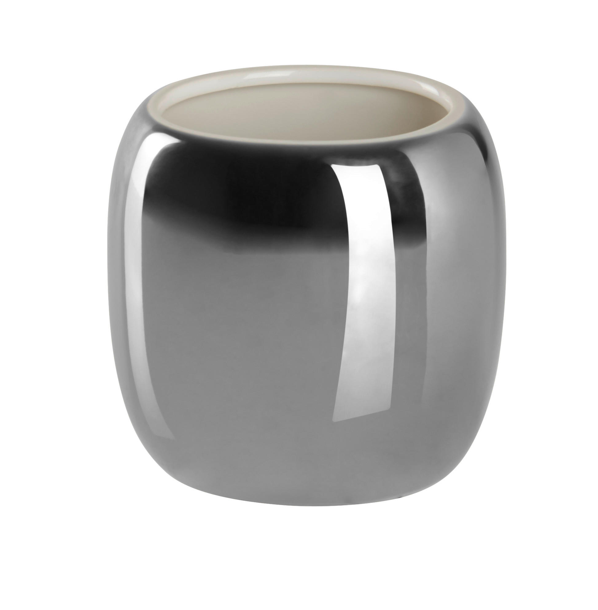 ZAHNPUTZBECHER Keramik  - Silberfarben, Design, Keramik (9/9,3/7,5cm) - Sadena