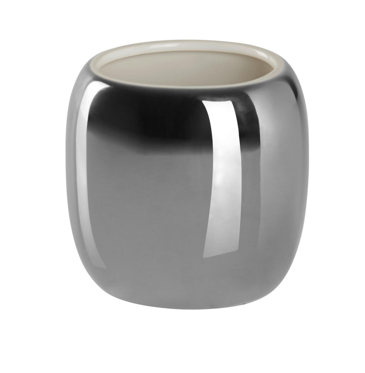 ZAHNPUTZBECHER Keramik  - Silberfarben, Design, Keramik (9/9,3/7,5cm) - Sadena