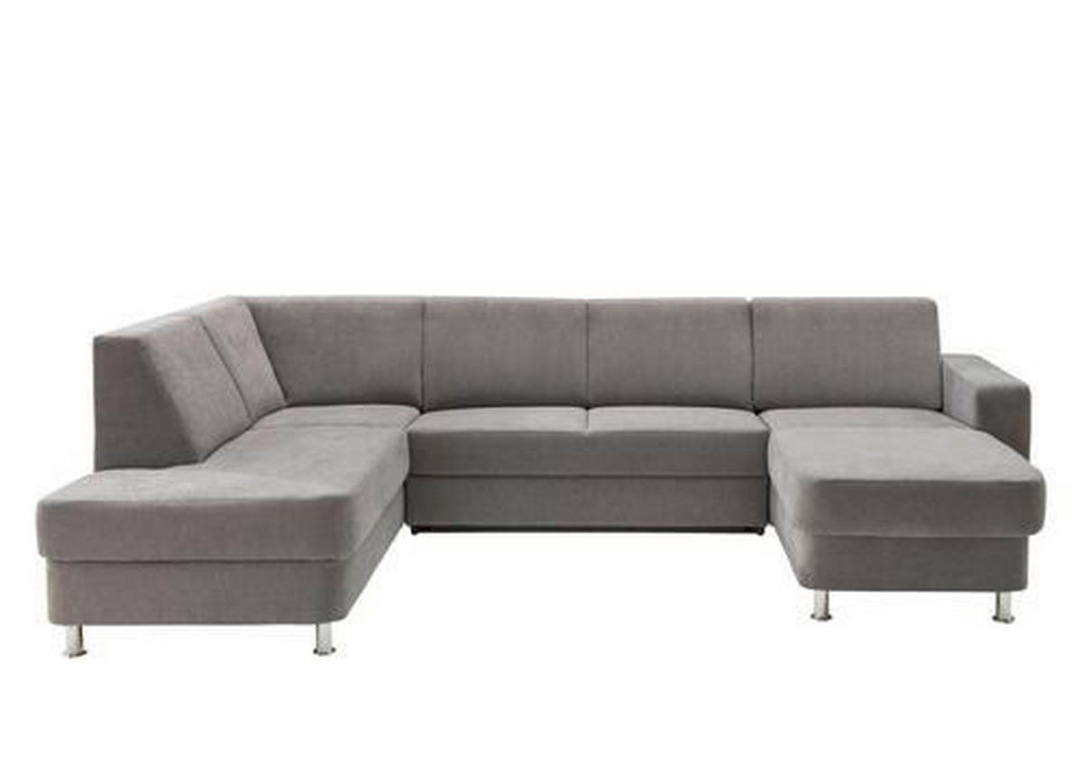 SEDEŽNA GARNITURA, šenilja siva  - barve kroma/siva, Design, umetna masa/tekstil (165/301/198cm) - Xora