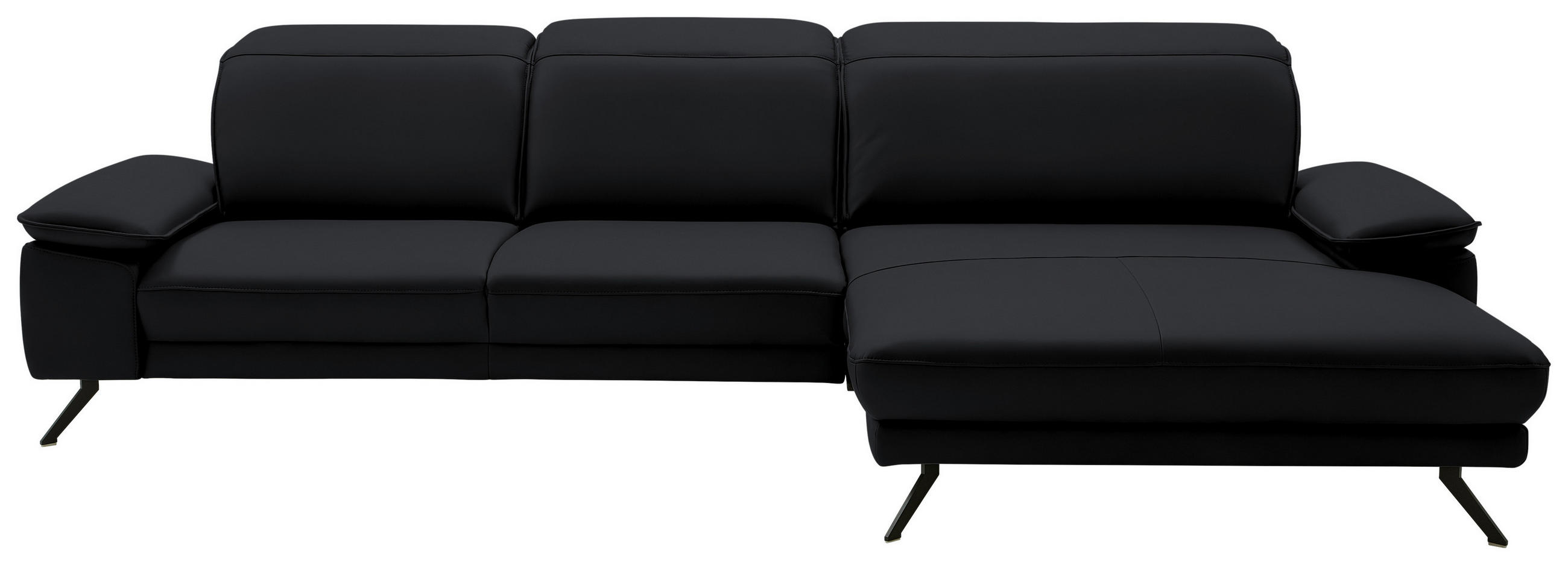 ECKSOFA in Echtleder Anthrazit  - Anthrazit/Schwarz, Design, Leder/Metall (332/193cm) - Dieter Knoll