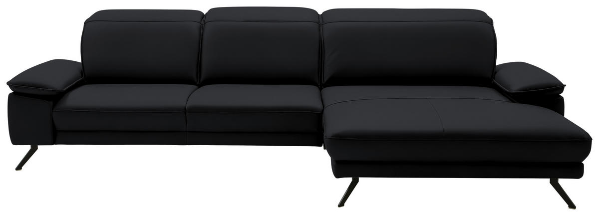 ECKSOFA in Echtleder Anthrazit  332/193 cm  - Anthrazit/Schwarz, Design, Leder/Metall (332/193cm) - Dieter Knoll