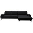 ECKSOFA in Echtleder Anthrazit  - Anthrazit/Schwarz, Design, Leder/Metall (332/193cm) - Dieter Knoll