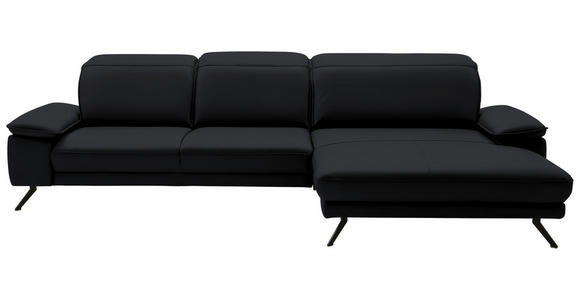 ECKSOFA in Echtleder Anthrazit  - Anthrazit/Schwarz, Design, Leder/Metall (332/193cm) - Dieter Knoll