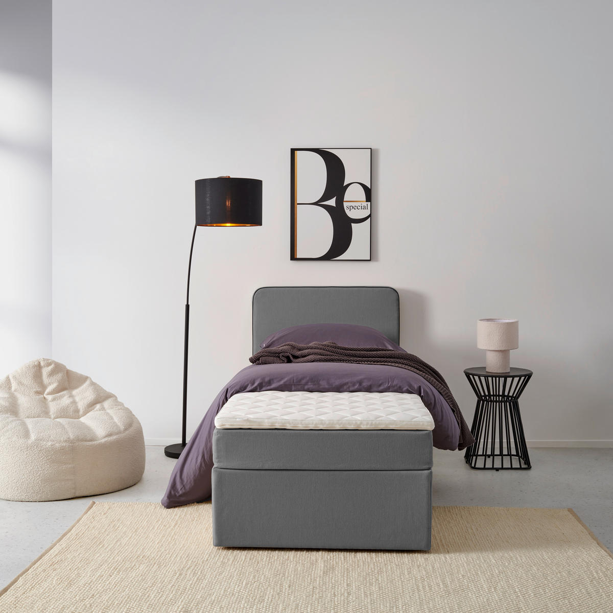 BOXBETT 90/200 cm  in Grau  - Grau, KONVENTIONELL, Holz (90/200cm) - P & B