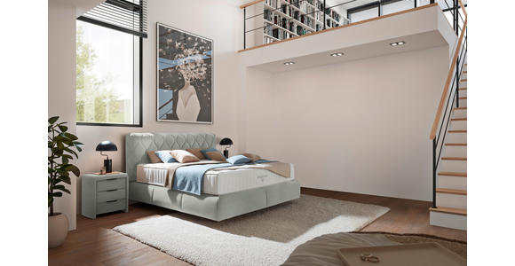 BOXSPRINGBETT 200/200 cm  in Hellgrau  - Hellgrau/Schwarz, Design, Kunststoff/Textil (200/200cm) - Johann Jakob