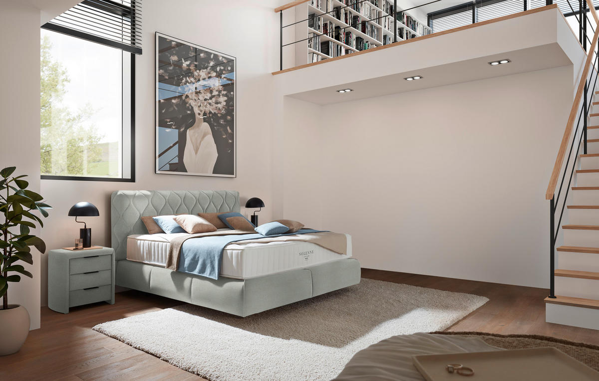 BOXSPRINGBETT 200/200 cm  in Hellgrau  - Hellgrau/Schwarz, Design, Kunststoff/Textil (200/200cm) - Johann Jakob